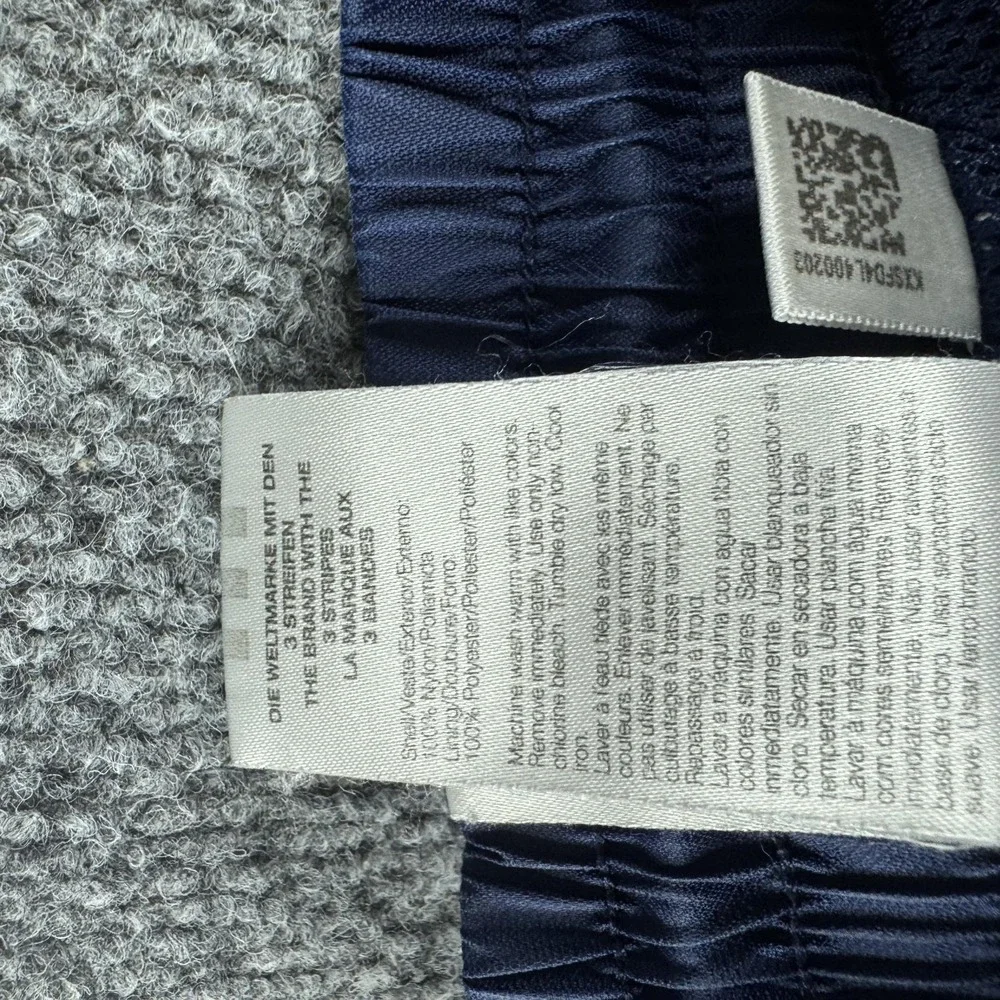 Adidas Track Pants Mens M Blue Woven Elastic Waist Lined Side Stripe Logo